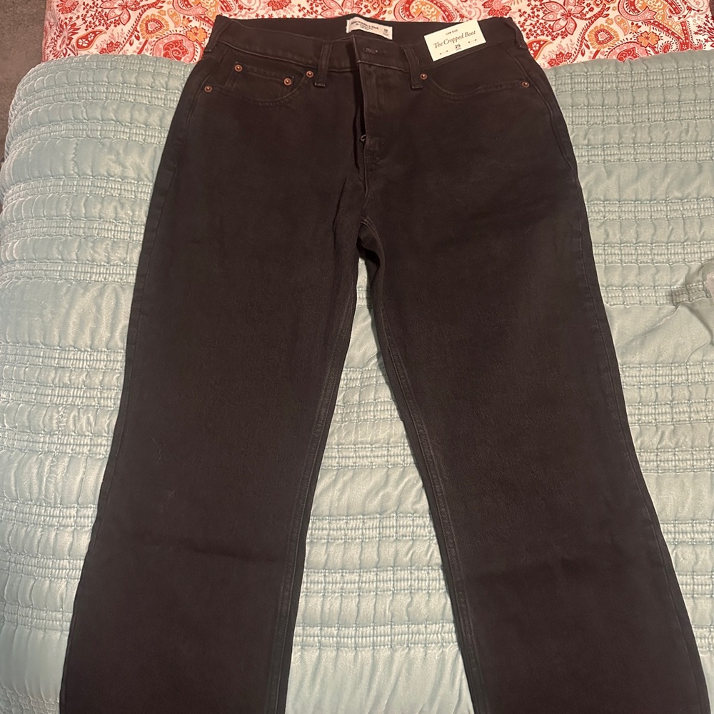 Women’s Black Jeans- Low Rise Cropped Bootcut, Long